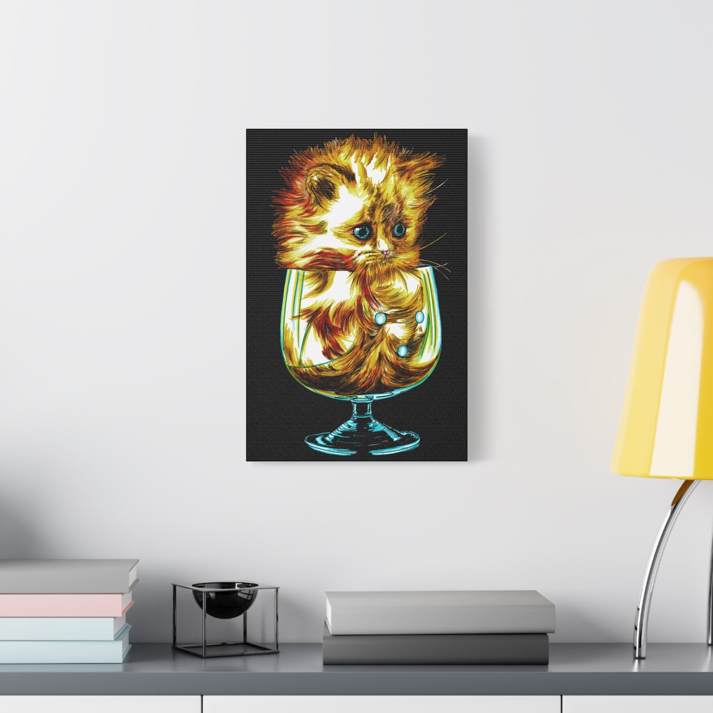 Whimsical Cat Art Canvas Print - 1.25" Stretched Wall Decor
