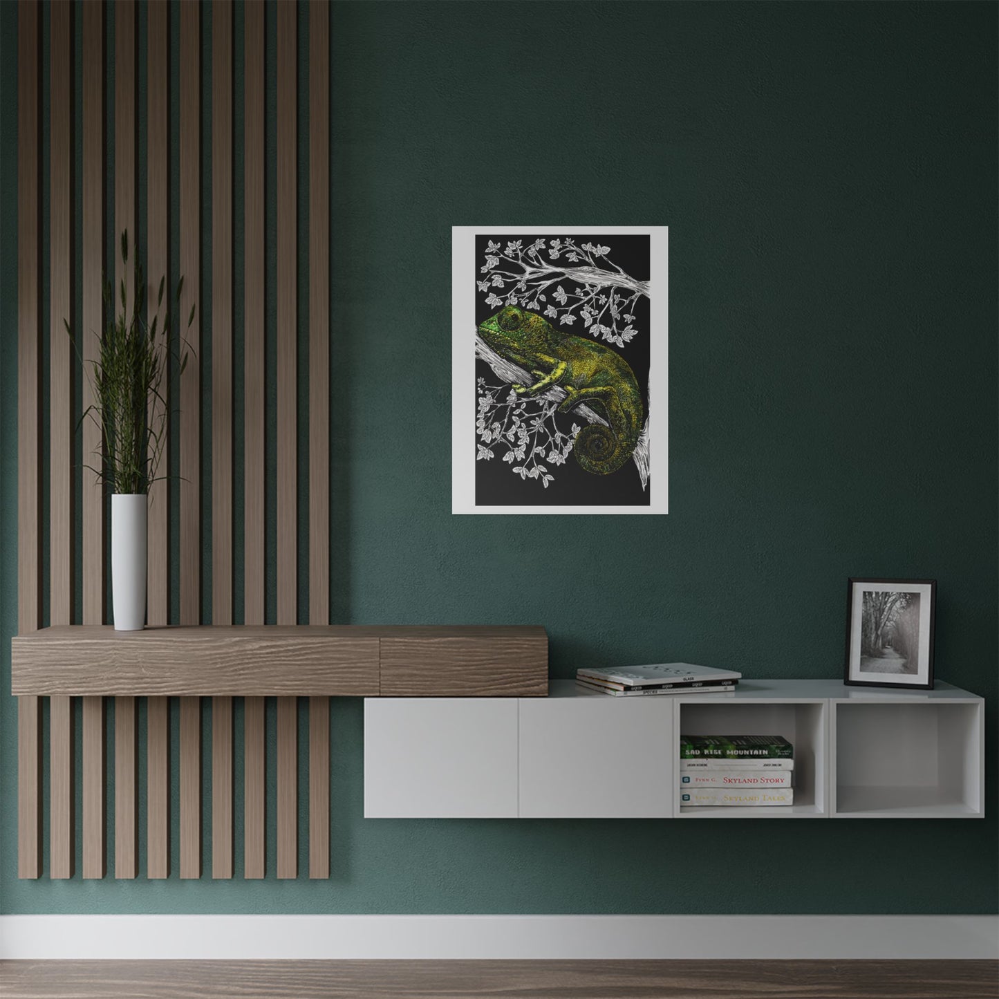 Vibrant Chameleon Satin Poster - 300gsm Wall Art for Nature Lovers