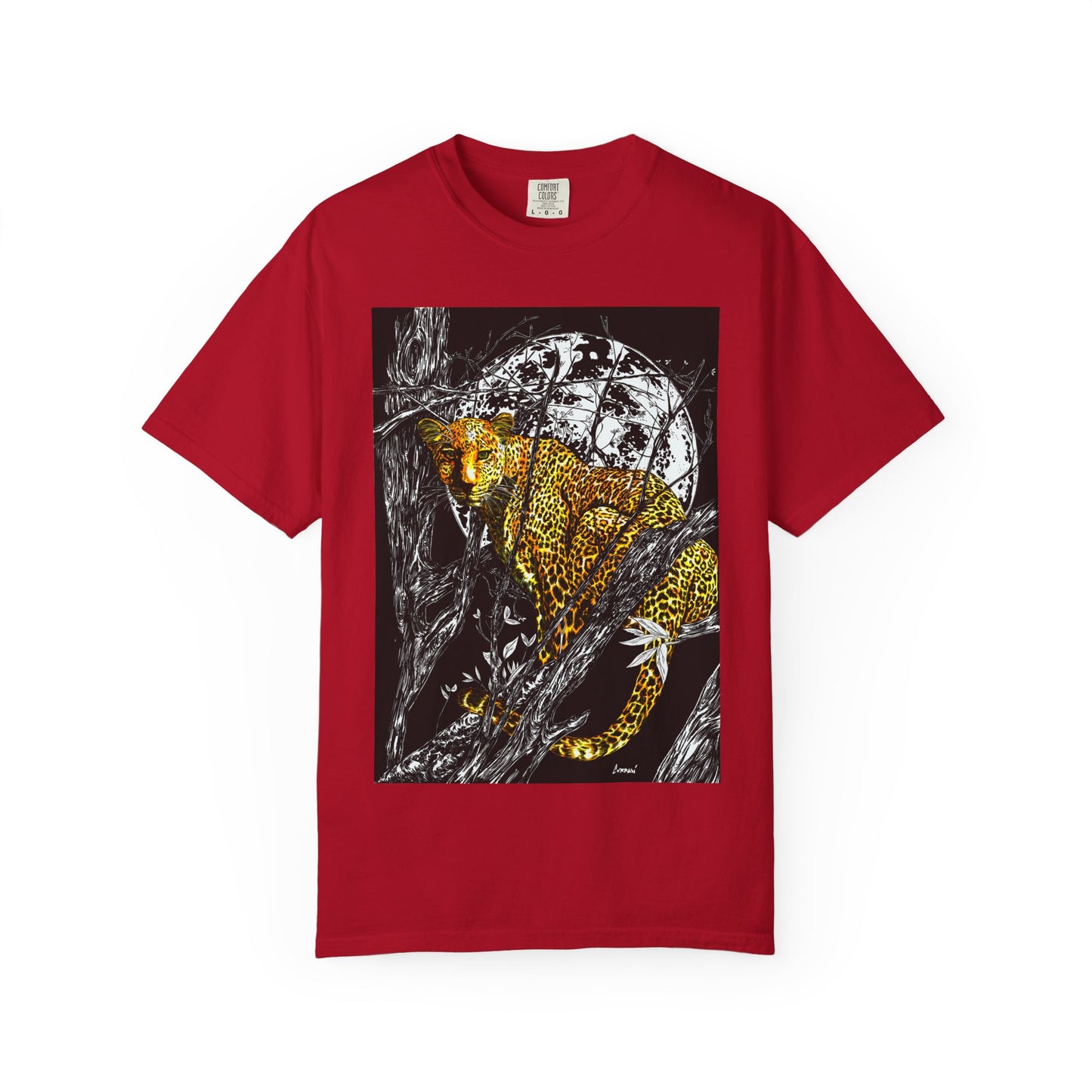 Moonlit Leopard Unisex Garment-Dyed T-Shirt - Wild Animal Art Tee