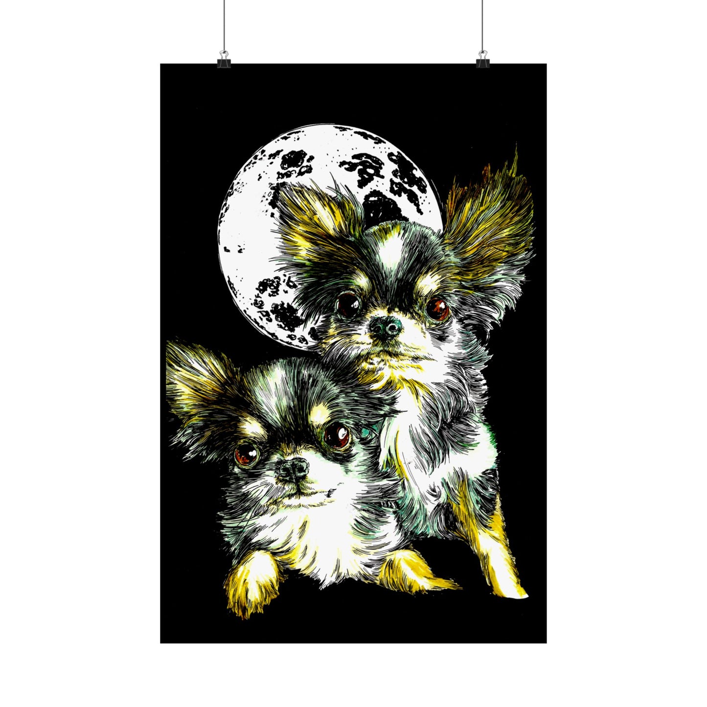 Chihuahua Moonlight Satin Poster - 300gsm Pet Art Decor