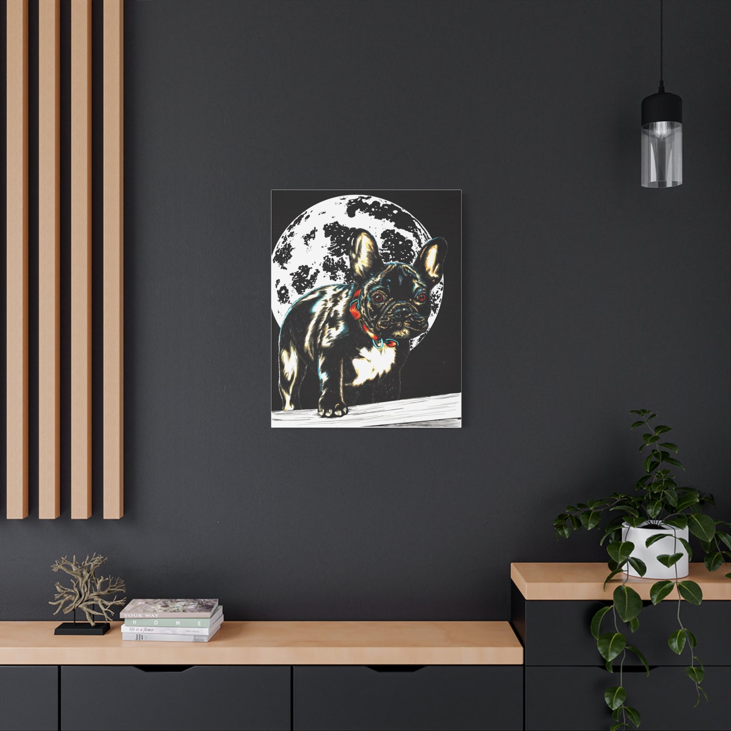 French Bulldog Moonlight Canvas Wall Art Print