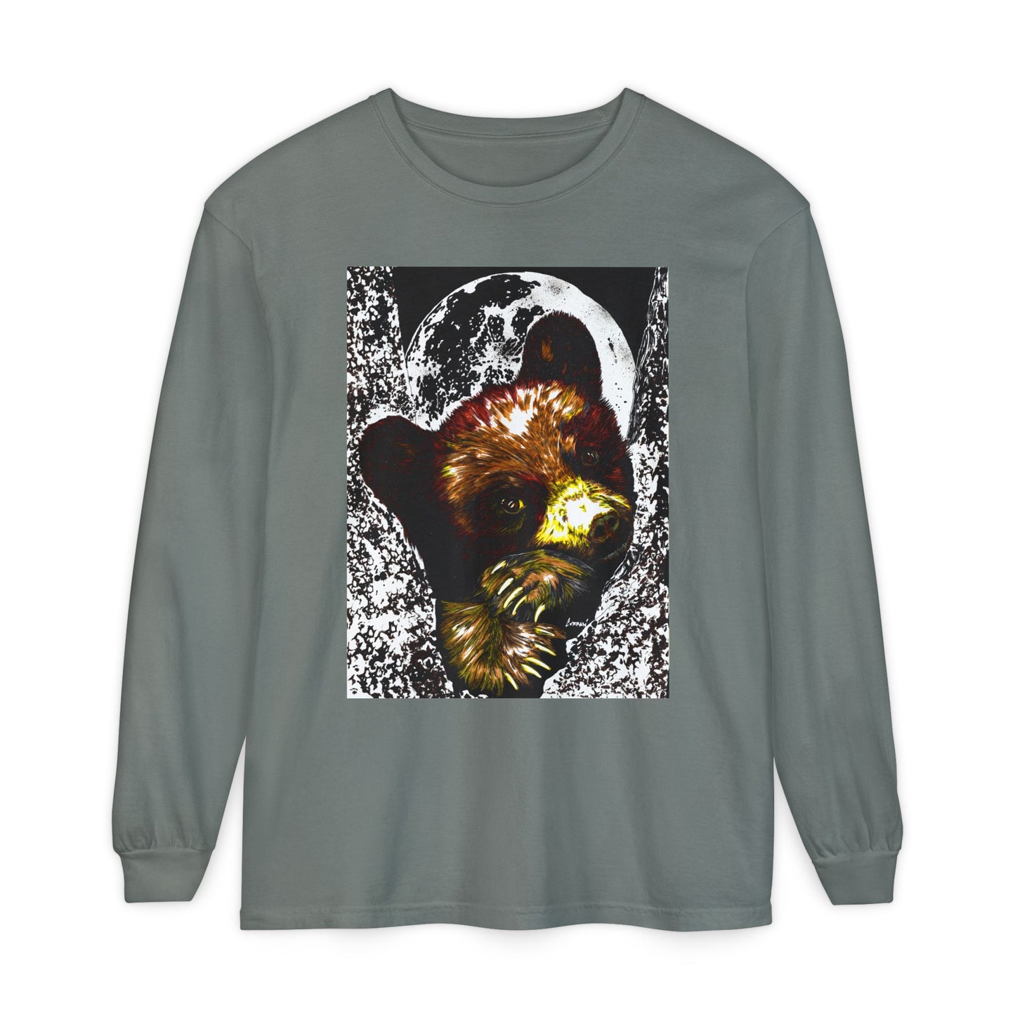 Moonlit Brown Bear Cub Unisex Long Sleeve T Shirt