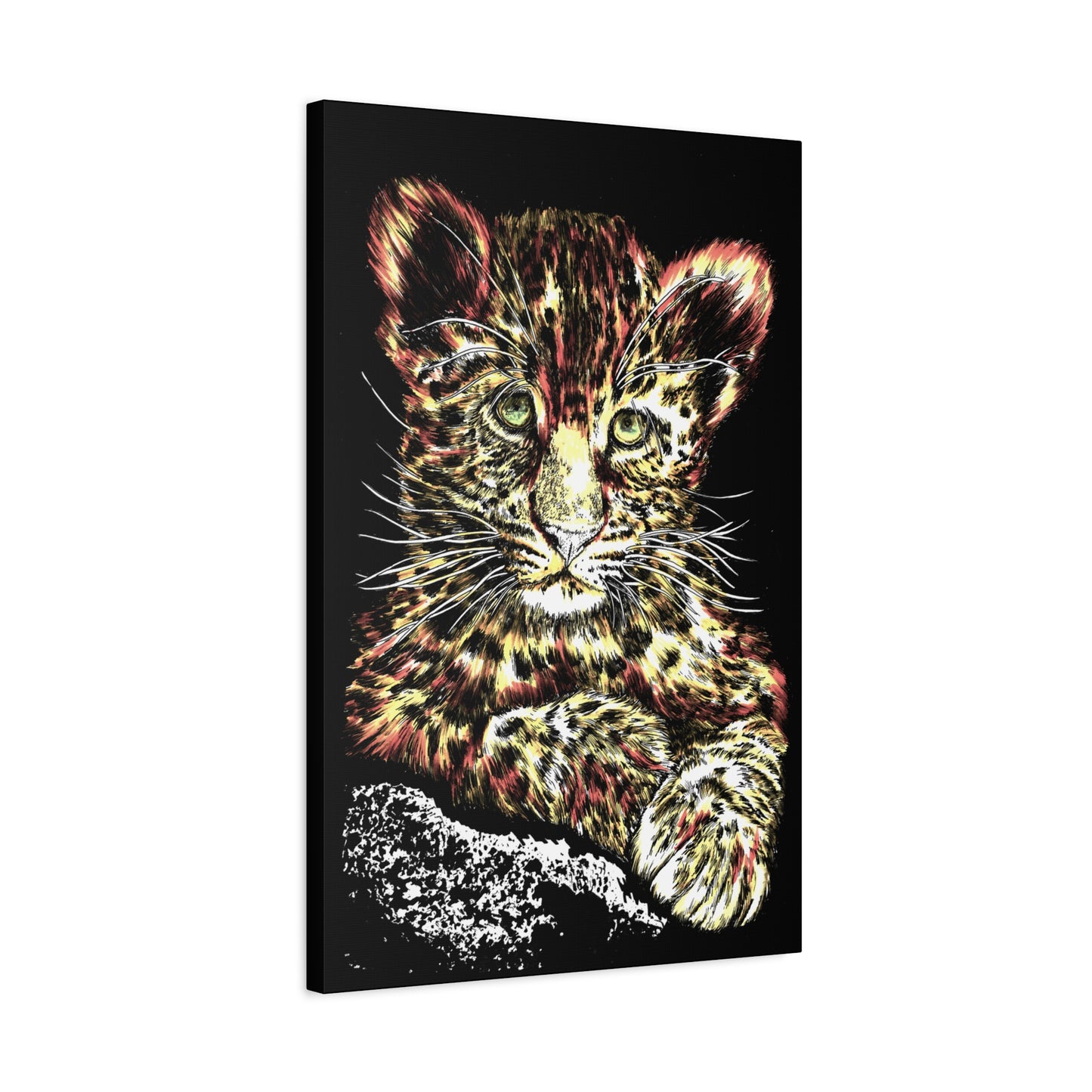 Leopard Cub Wall Art Print of the Original, hand drawn wall art of a Leopard Cub