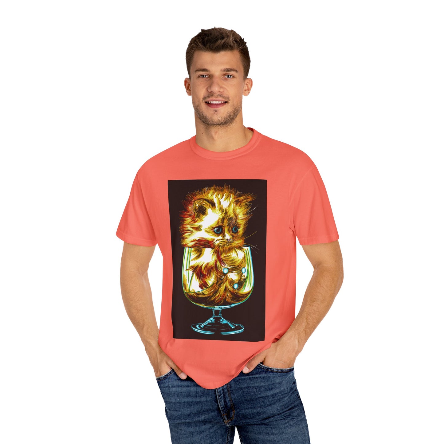 Kitten in a Glass Unisex T-shirt - Hand Drawn Art