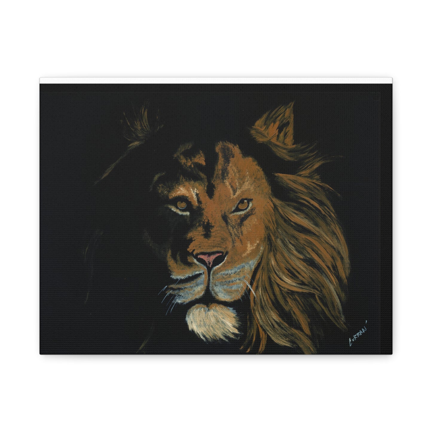 Lion Canvas Art – Original Hand-Painted Realistic and Detailed Big Cat Portrait printed on Matte Canvas, Stretched, 1.25"