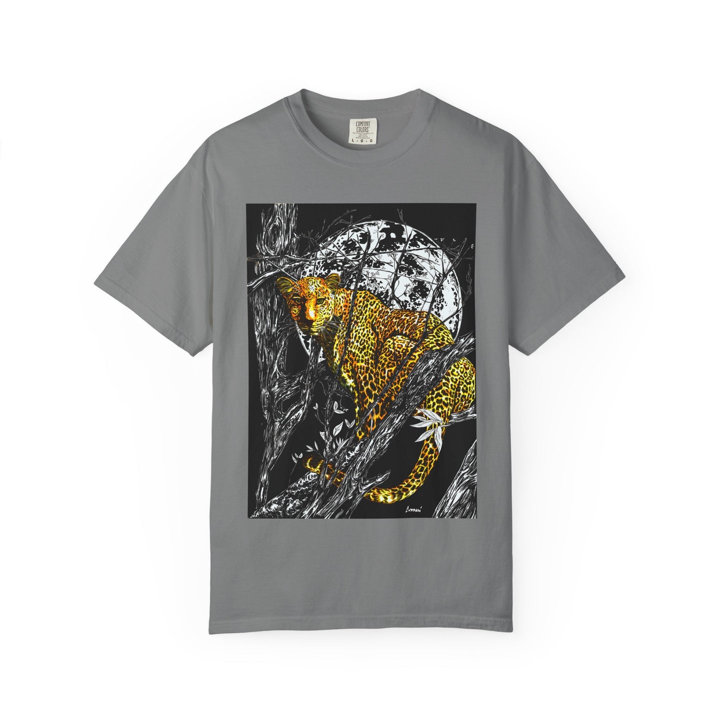 Moonlit Leopard Unisex Garment-Dyed T-Shirt - Wild Animal Art Tee