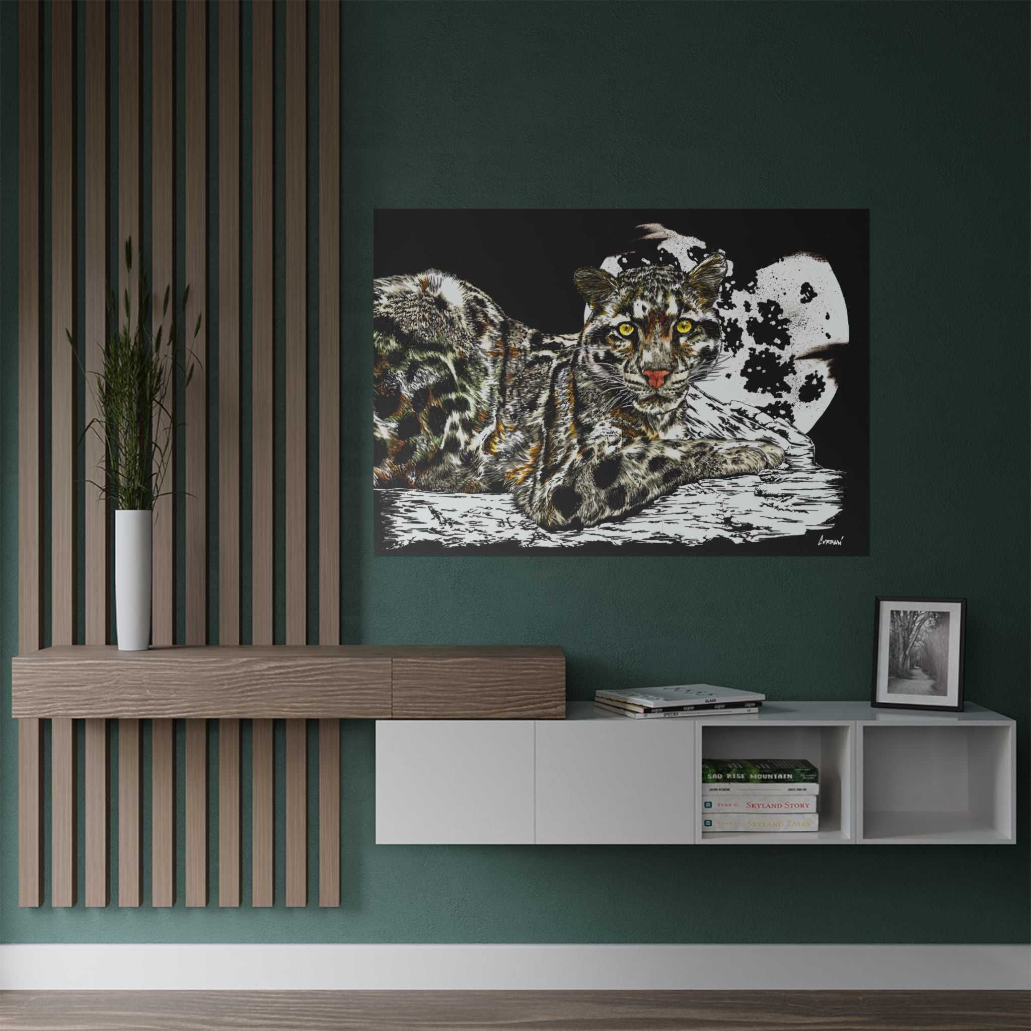 Majestic Snow Leopard Satin Poster, Art Print