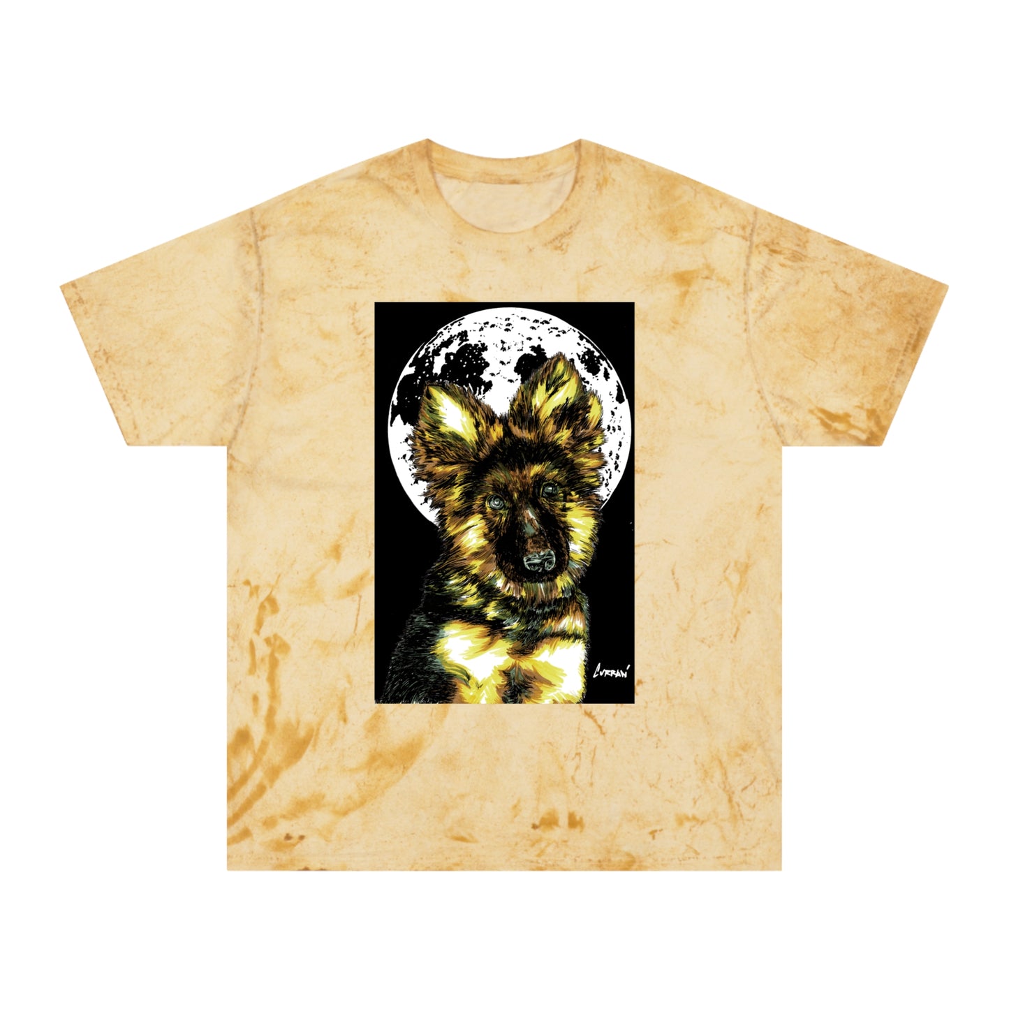 Unisex Color Blast T Shirt with Moonlit German Shepherd