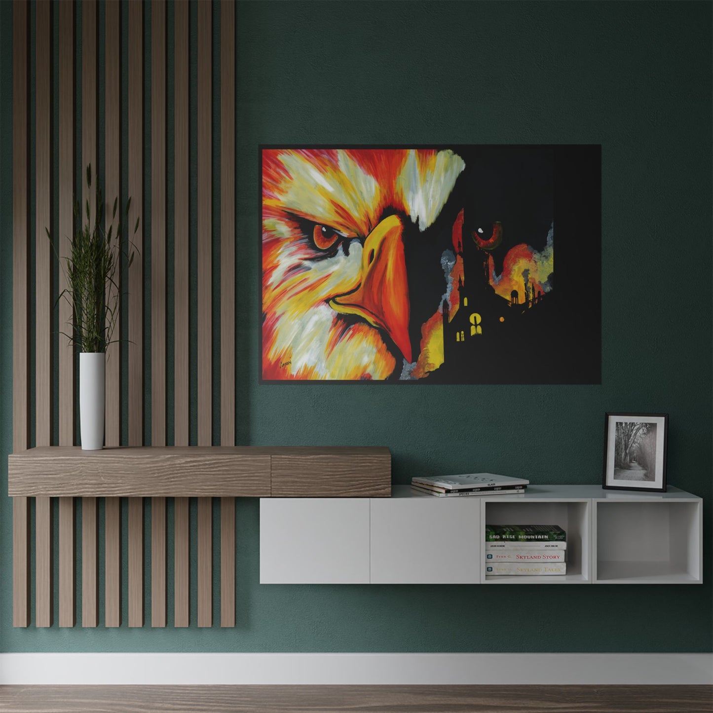 Phoenix Vibrant Satin Poster - Fierce Eagle Artwork