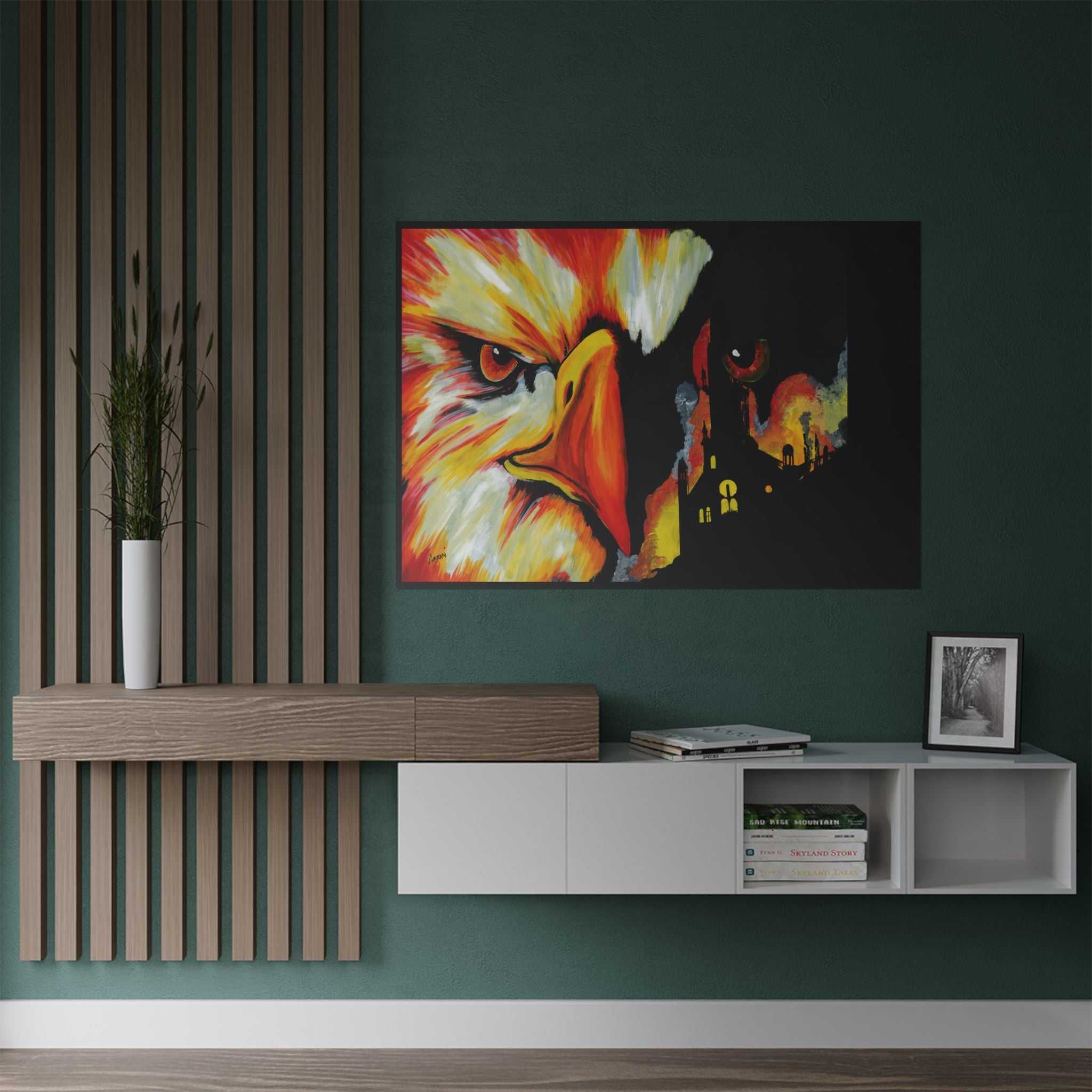 Phoenix Vibrant Satin Poster - Fierce Eagle Artwork