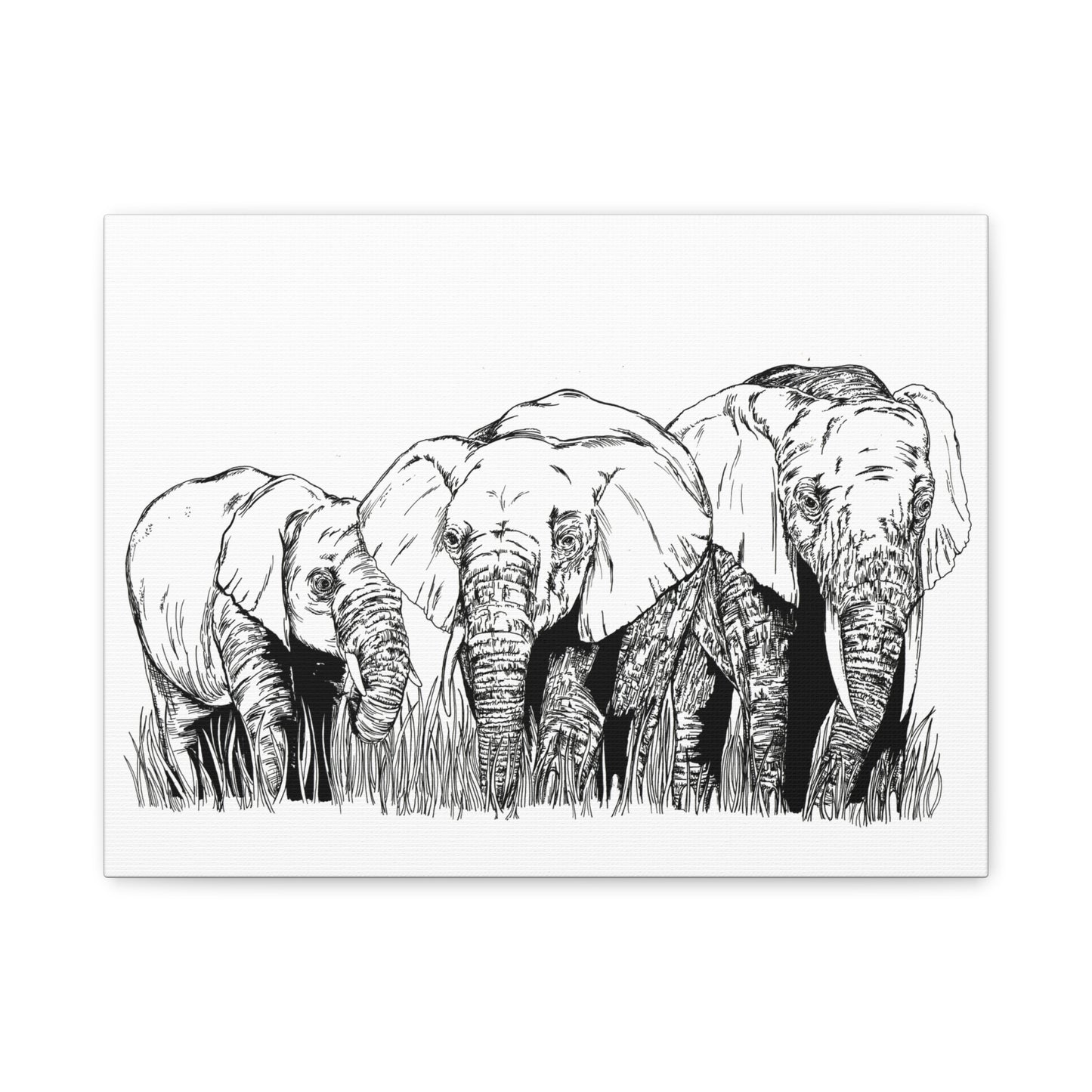 Elephant Family Art – Original Hand-Drawn Unique,