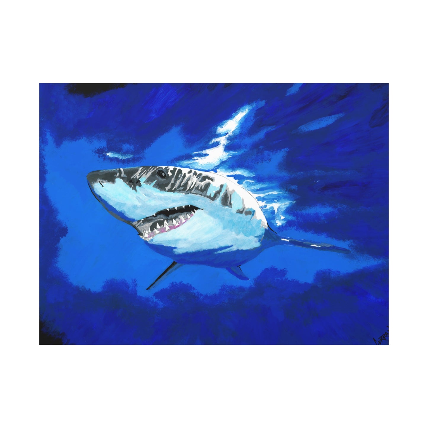 Great White Shark Canvas Art – Original Hand-Painted