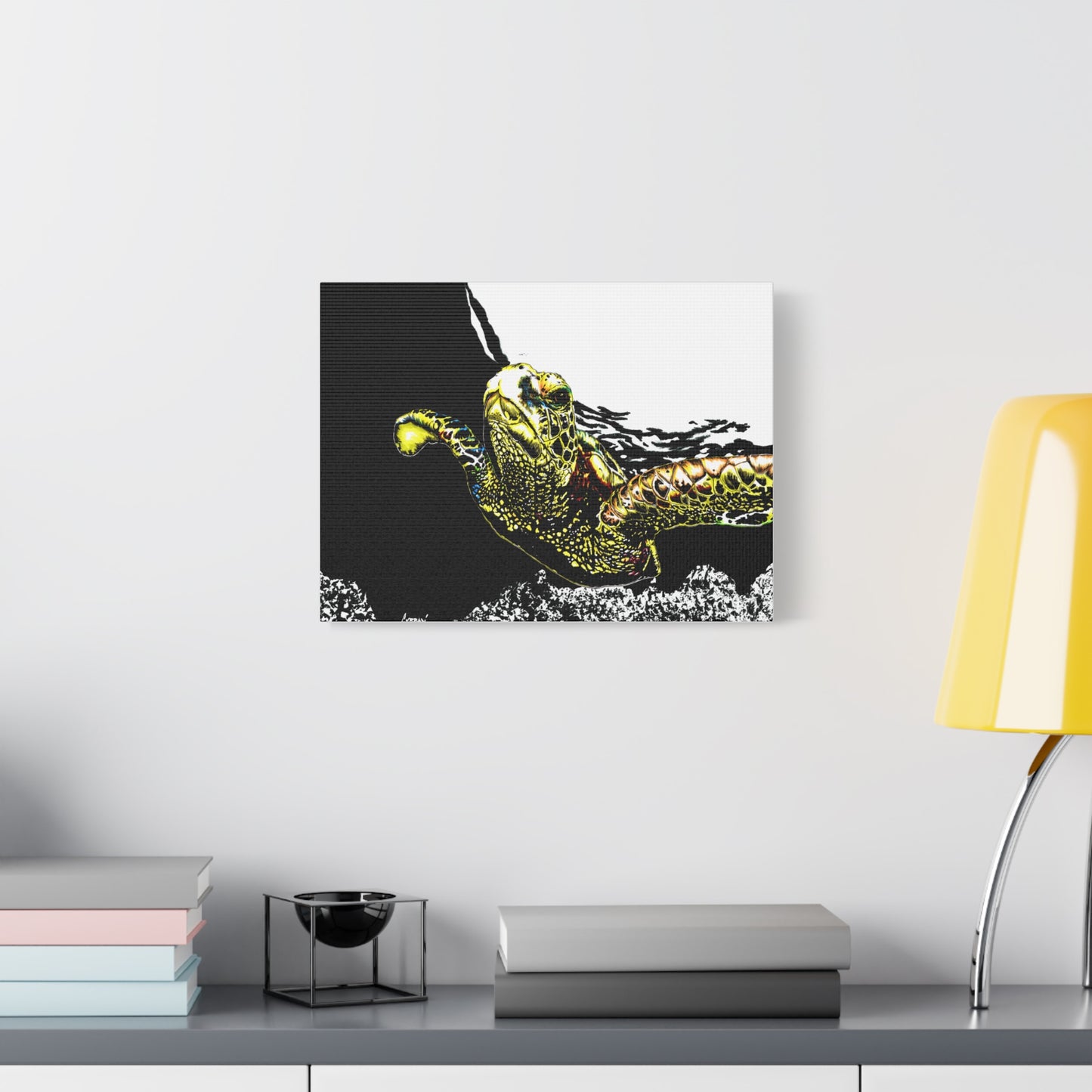 Sea Turtle Art Print of my Original hand drawn art printed on stretched canvas of a Sea Turtle