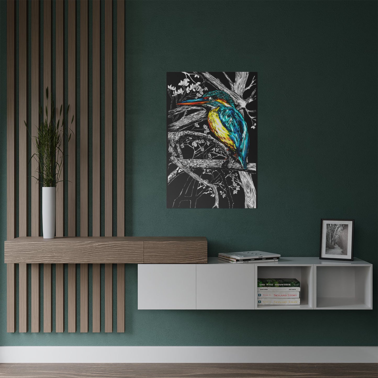 Vibrant Kingfisher Satin Poster - 300gsm Art Print for Nature Lovers