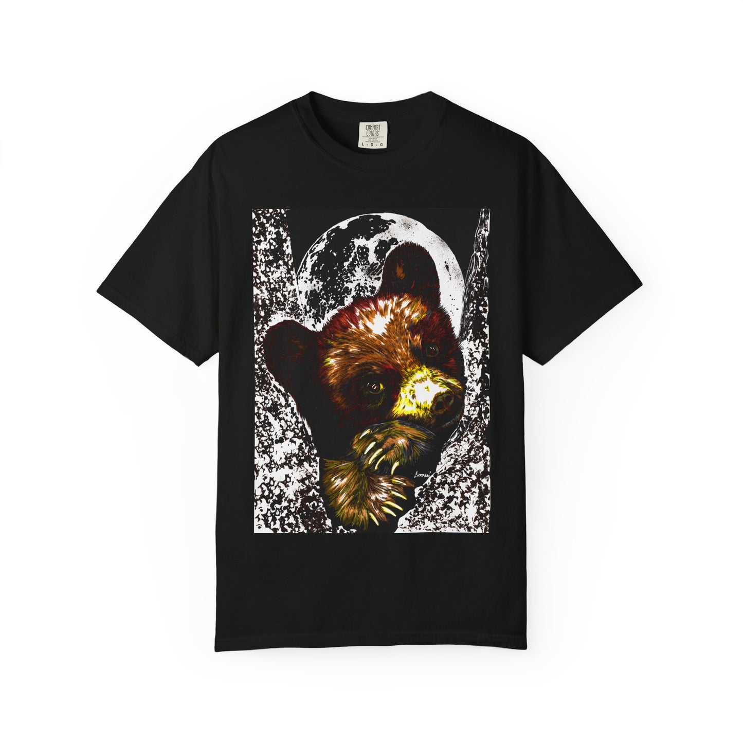 Moonlit Brown Bear Cub Unisex Garment-Dyed T-Shirt | Nature-Inspired Apparel