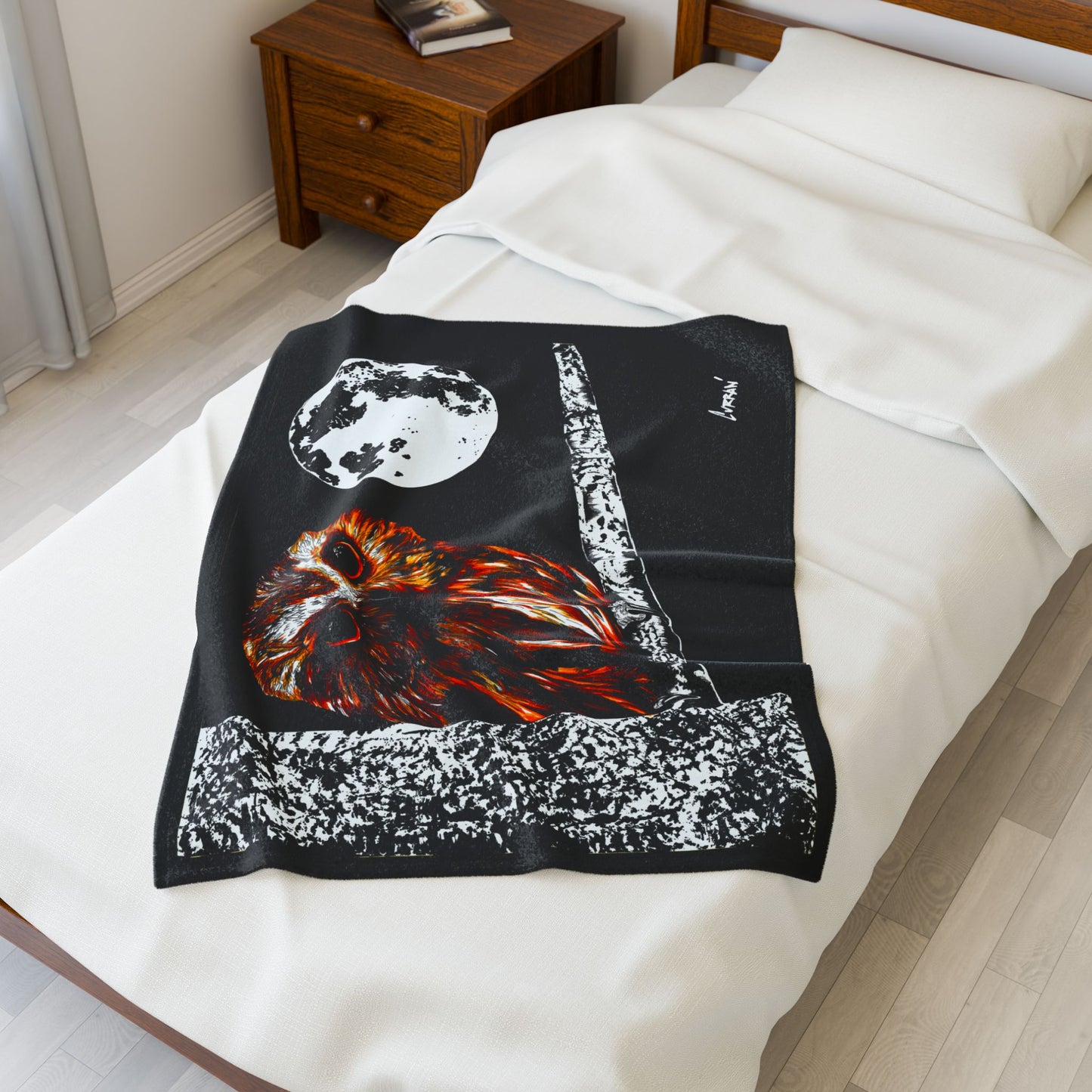 Velveteen Plush Blanket with Owl Design Perfect for Gifts