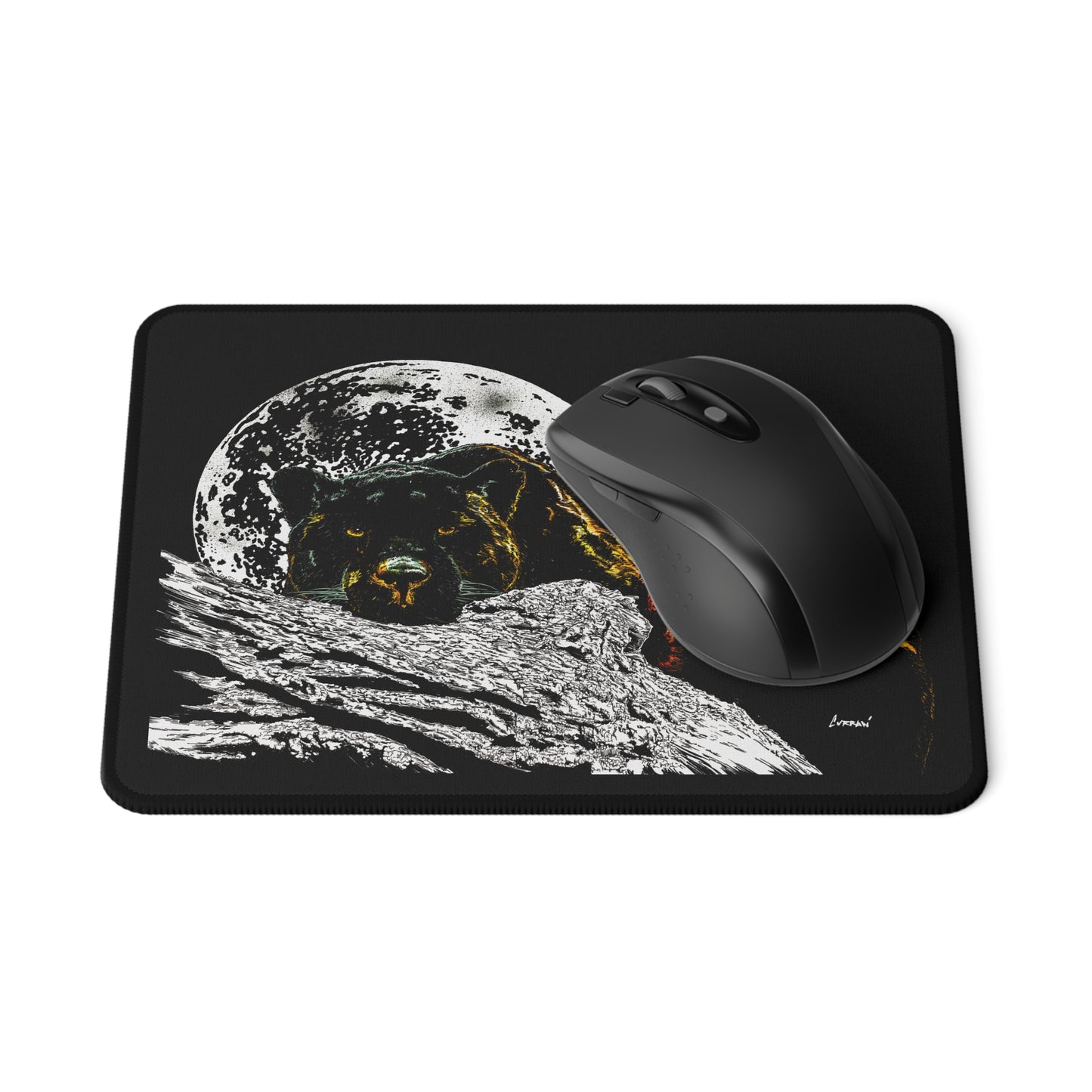 Panther Against Moon Non-Slip Gaming Mouse Pad