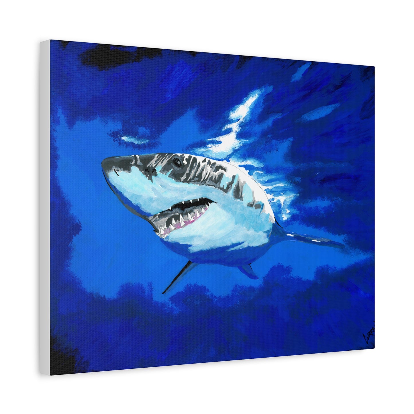 Great White Shark Canvas Art – Original Hand-Painted