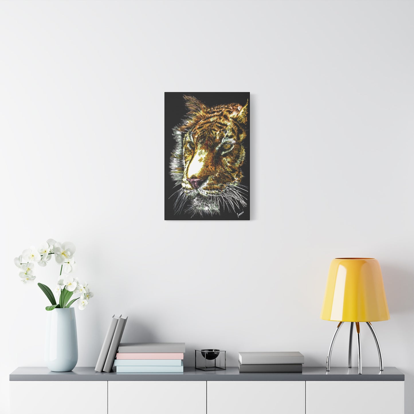 Tiger Wall Art Canvas Print of the Original, hand drawn wall art of a Tiger
