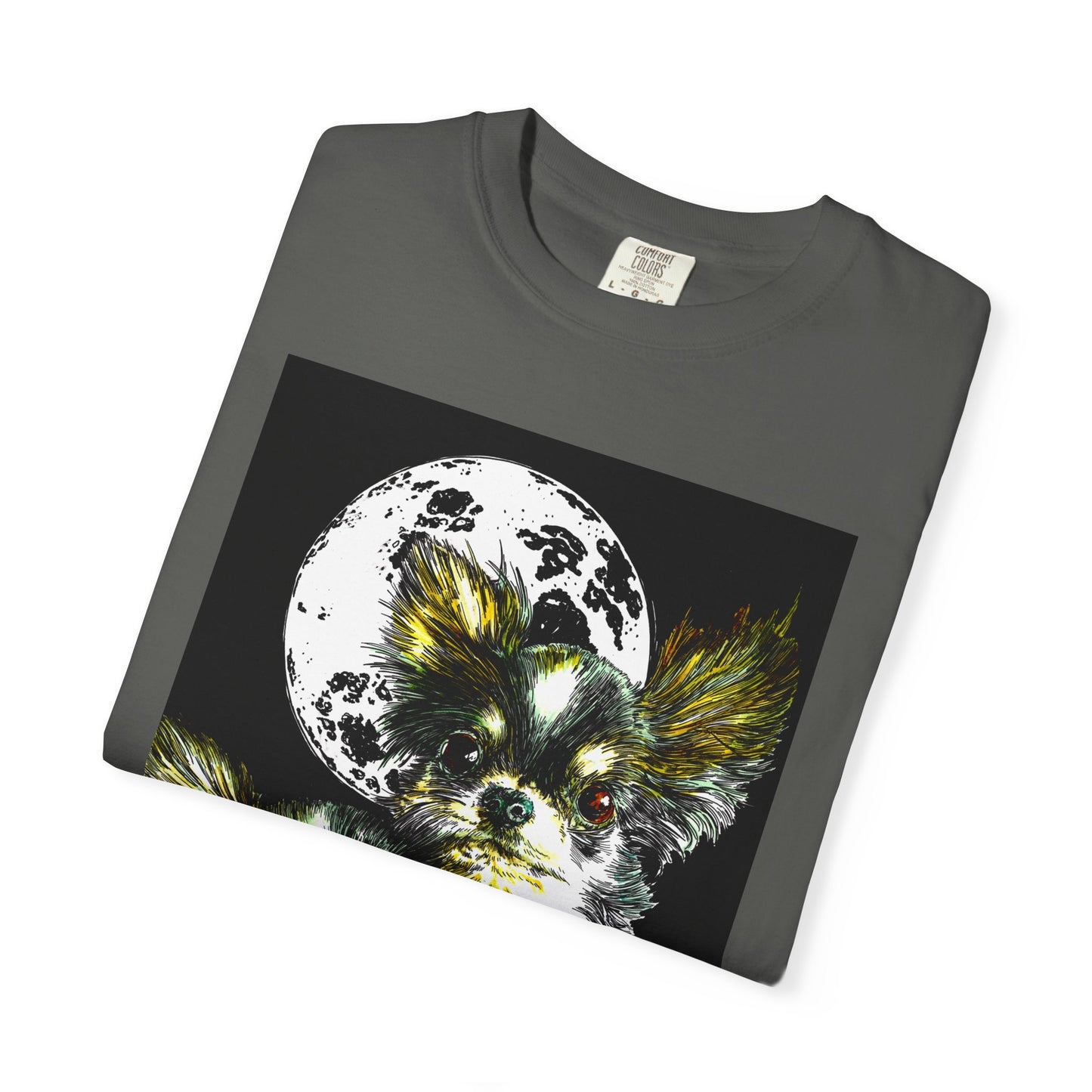 Cute Chihuahua Moon Night Unisex Garment-Dyed T-Shirt
