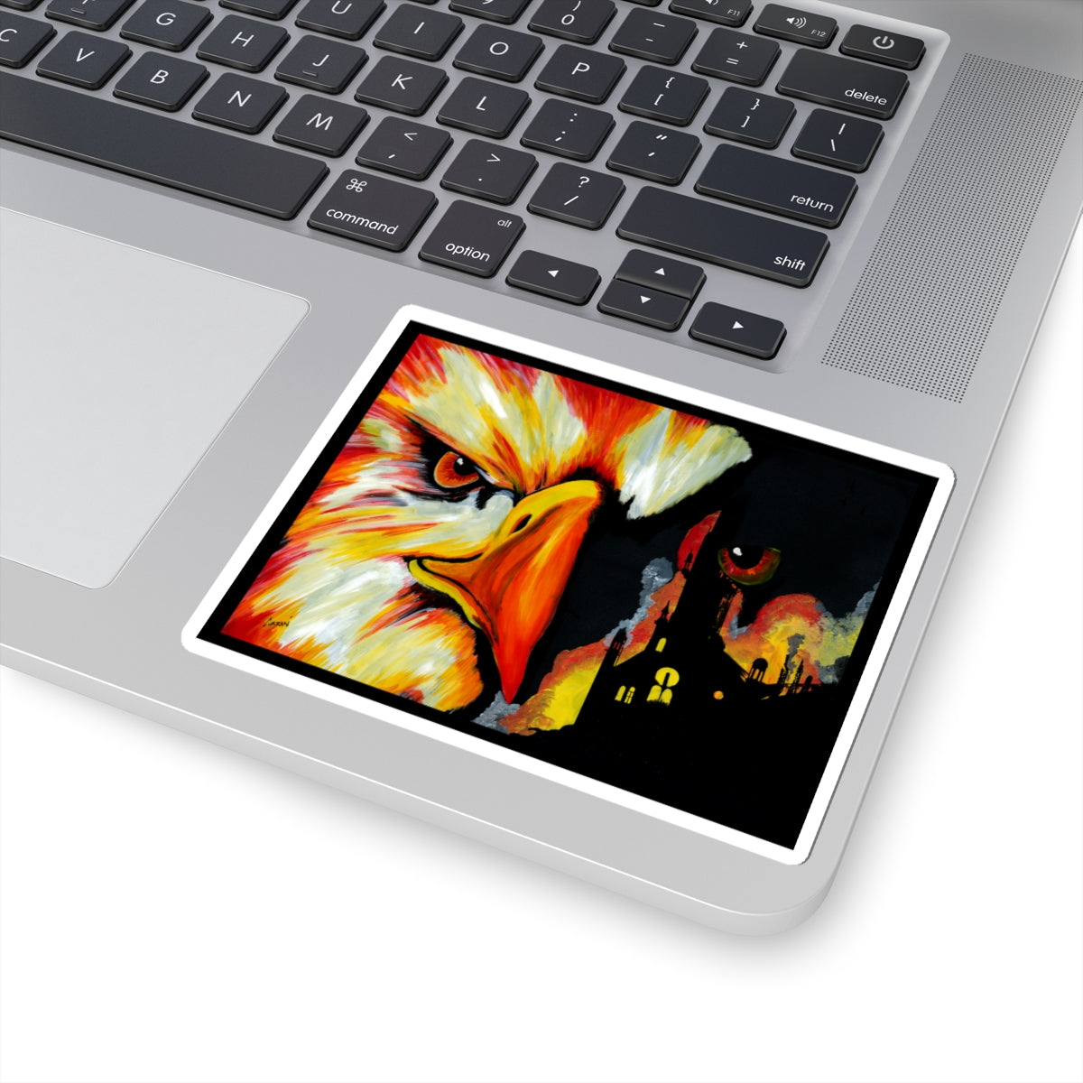 Vibrant Eagle & Cityscape Kiss-Cut Stickers - Artful Expressive Accessories