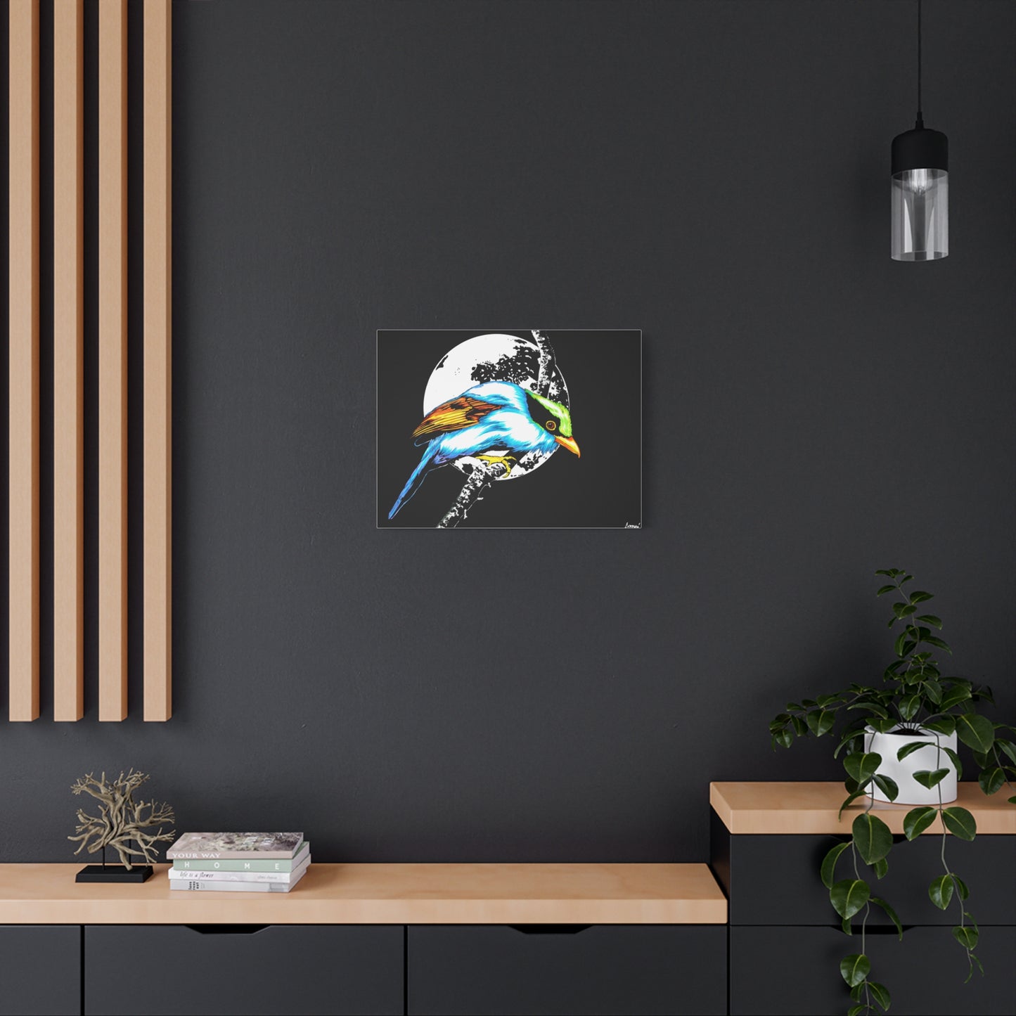 Exotic Bird Canvas Art – Original Hand-Drawn Vibrant,