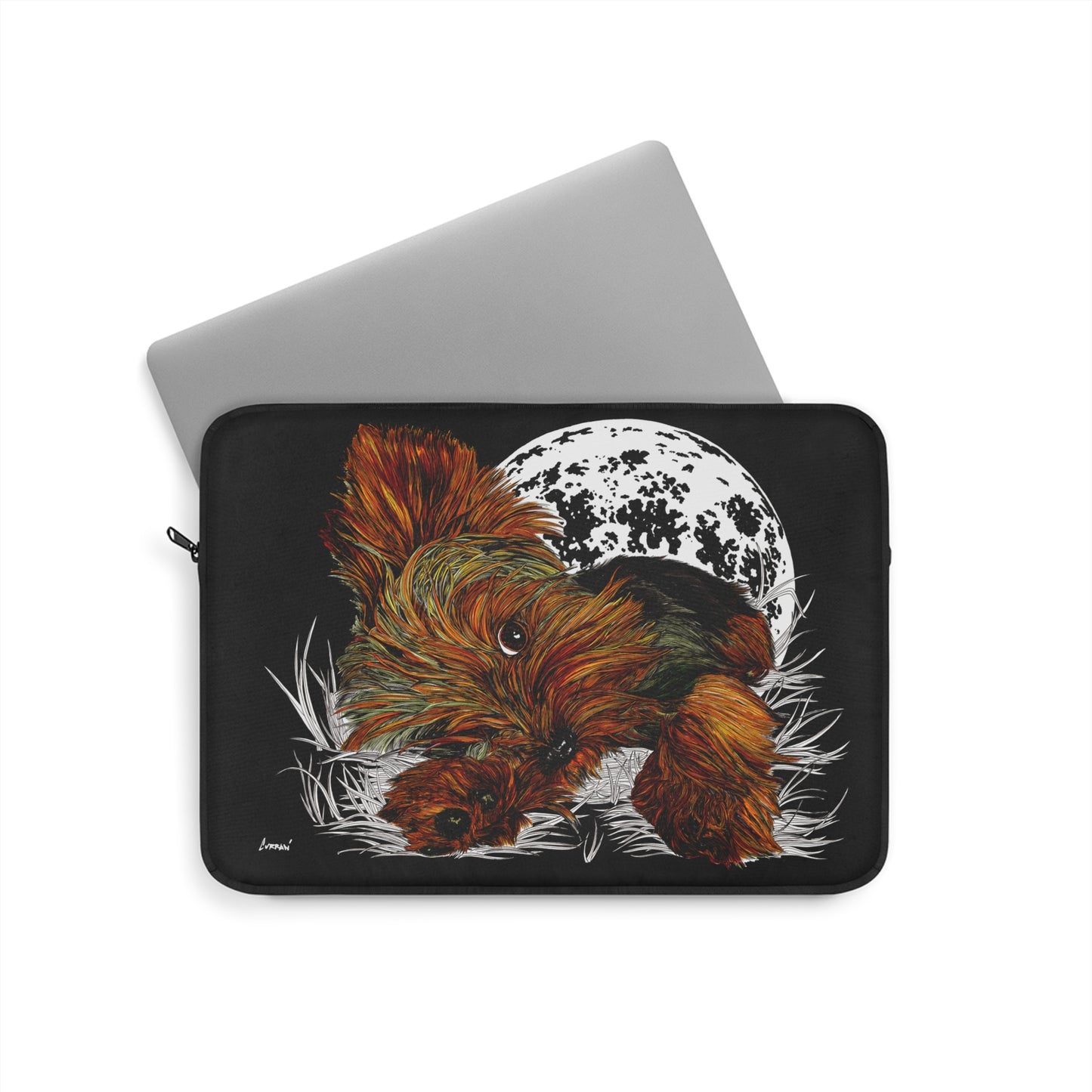 Hand-Drawn Yorkie Laptop Sleeve - Moonlight Design