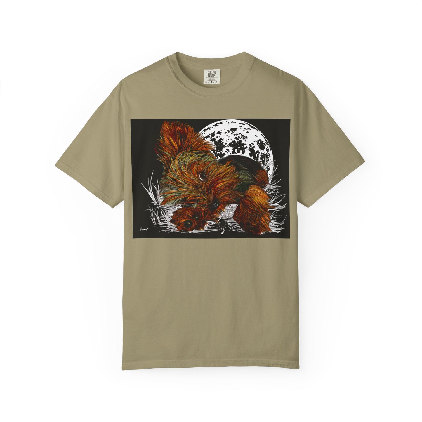 Yorkie Terrier Unisex Garment-Dyed T-Shirt – Original Hand-Drawn Art