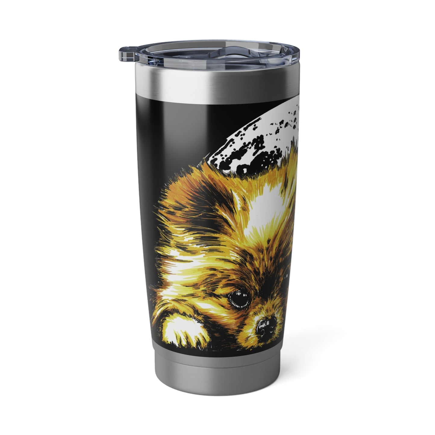 Pomeranian Travel Mug, Vagabond 20oz Tumbler, Hand Drawn Wall Art, Gift for Dog Lovers, Original Artwork, Cute Puppy Cup, Pet Lover Gift,
