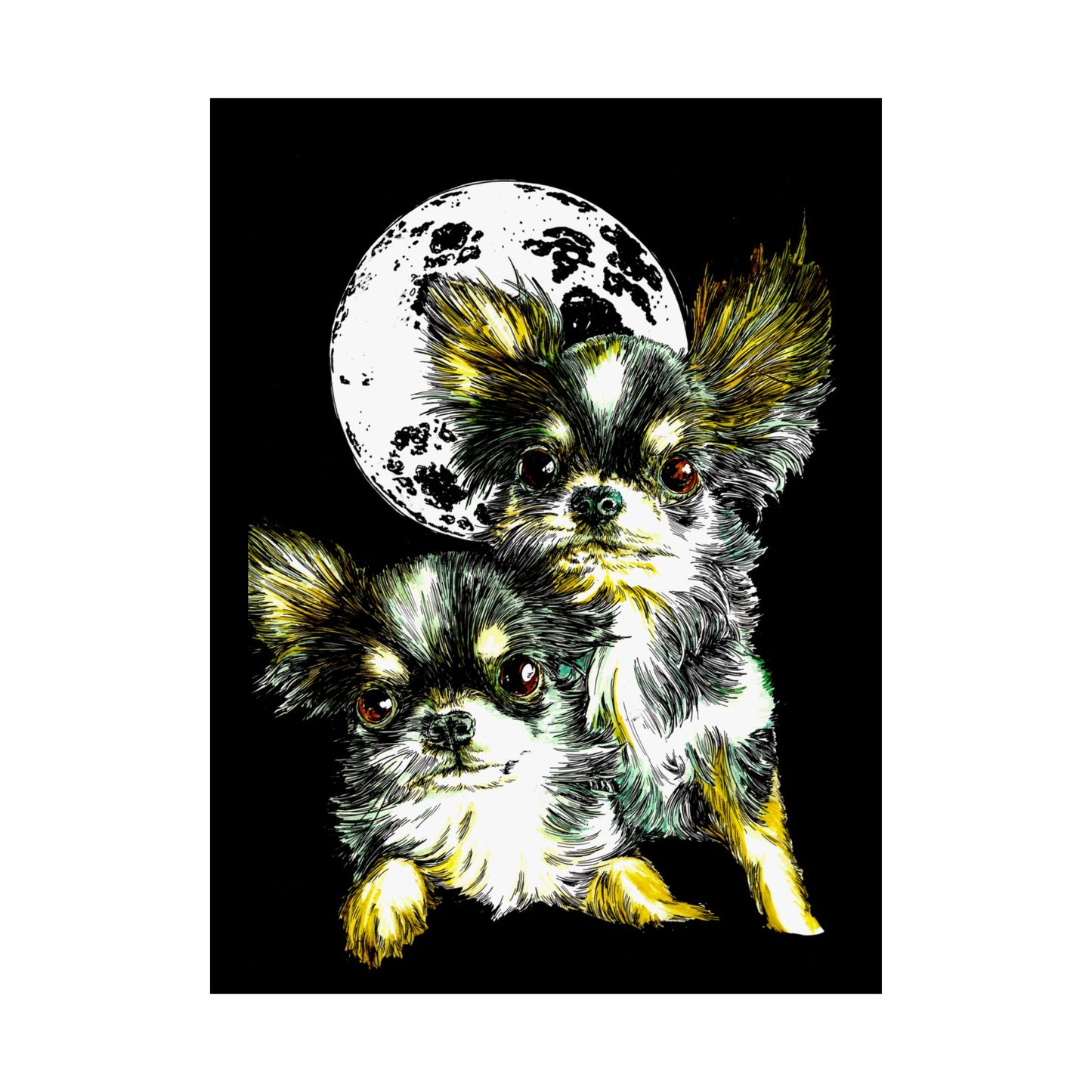 Chihuahua Moonlight Satin Poster - 300gsm Pet Art Decor
