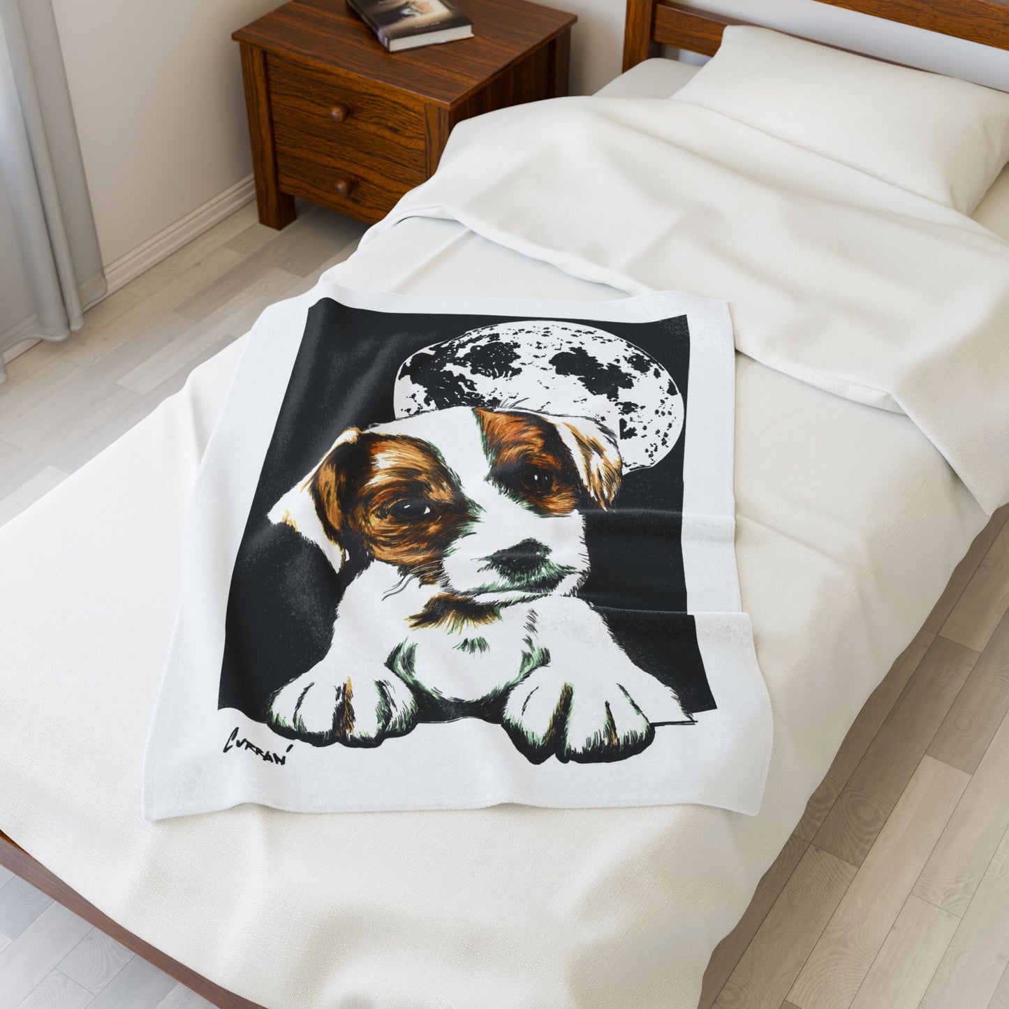 Adorable Beagle Moon Velveteen Plush Blanket