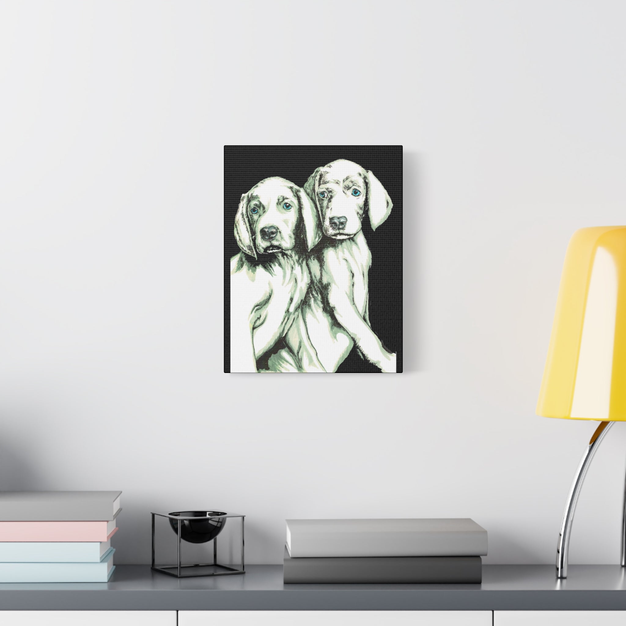 Two Puppies Art Canvas Print - Stretched Wall Decor