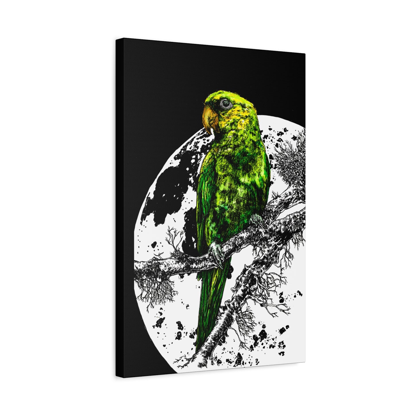 Green Parrot Wall Art Print - Matte Canvas, Stretched,
