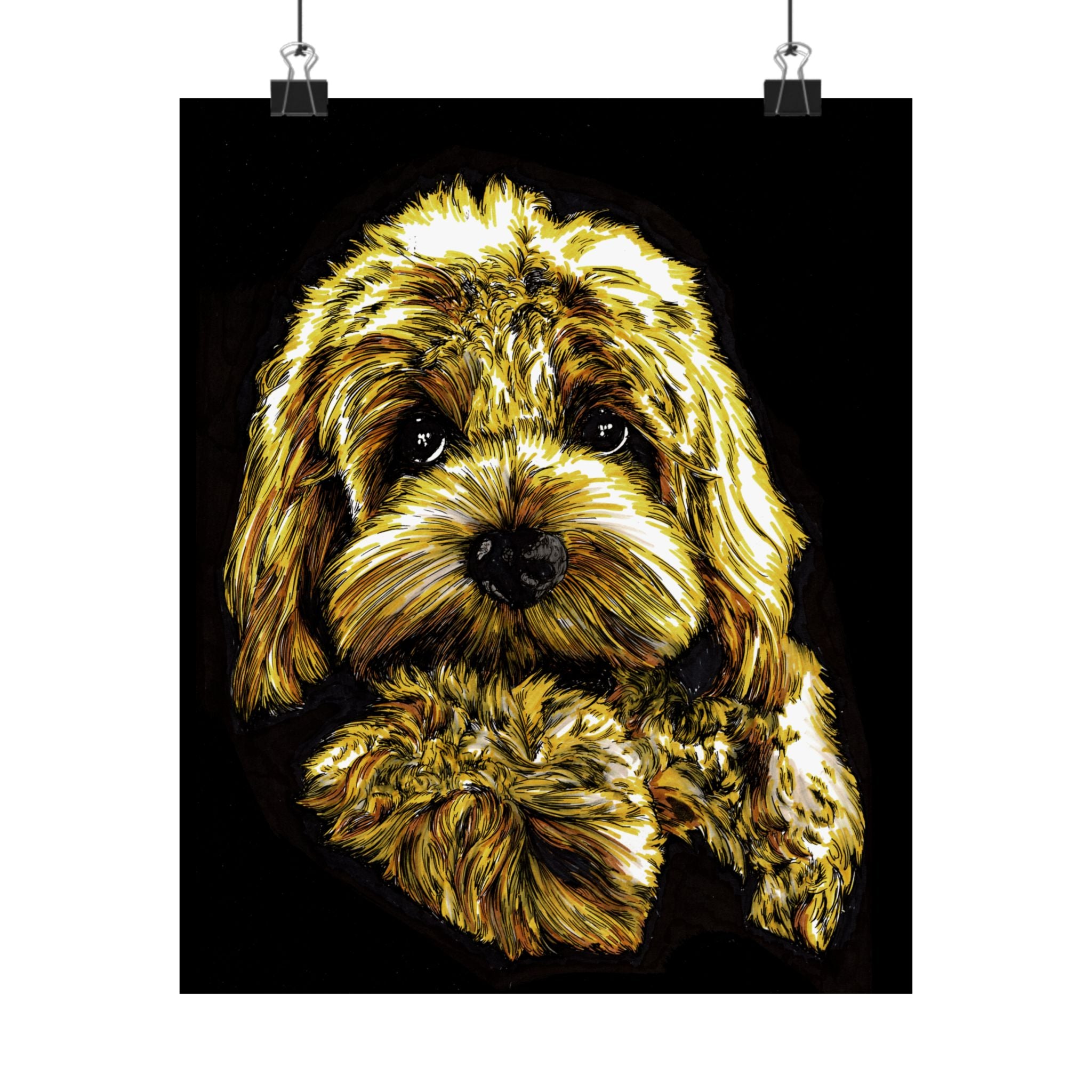 Golden Dog Art Satin Poster - Home Decor for Pet Lovers