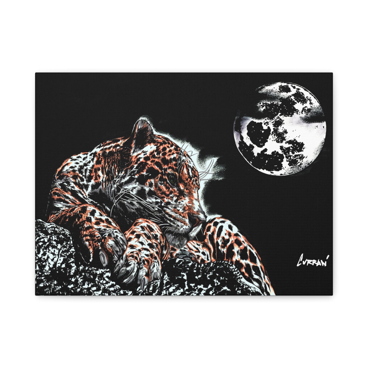 Leopard Canvas Art – Original Hand-Drawn Realistic Big Cat Wall Decor printed on Matte Canvas, Stretched, 1.25"