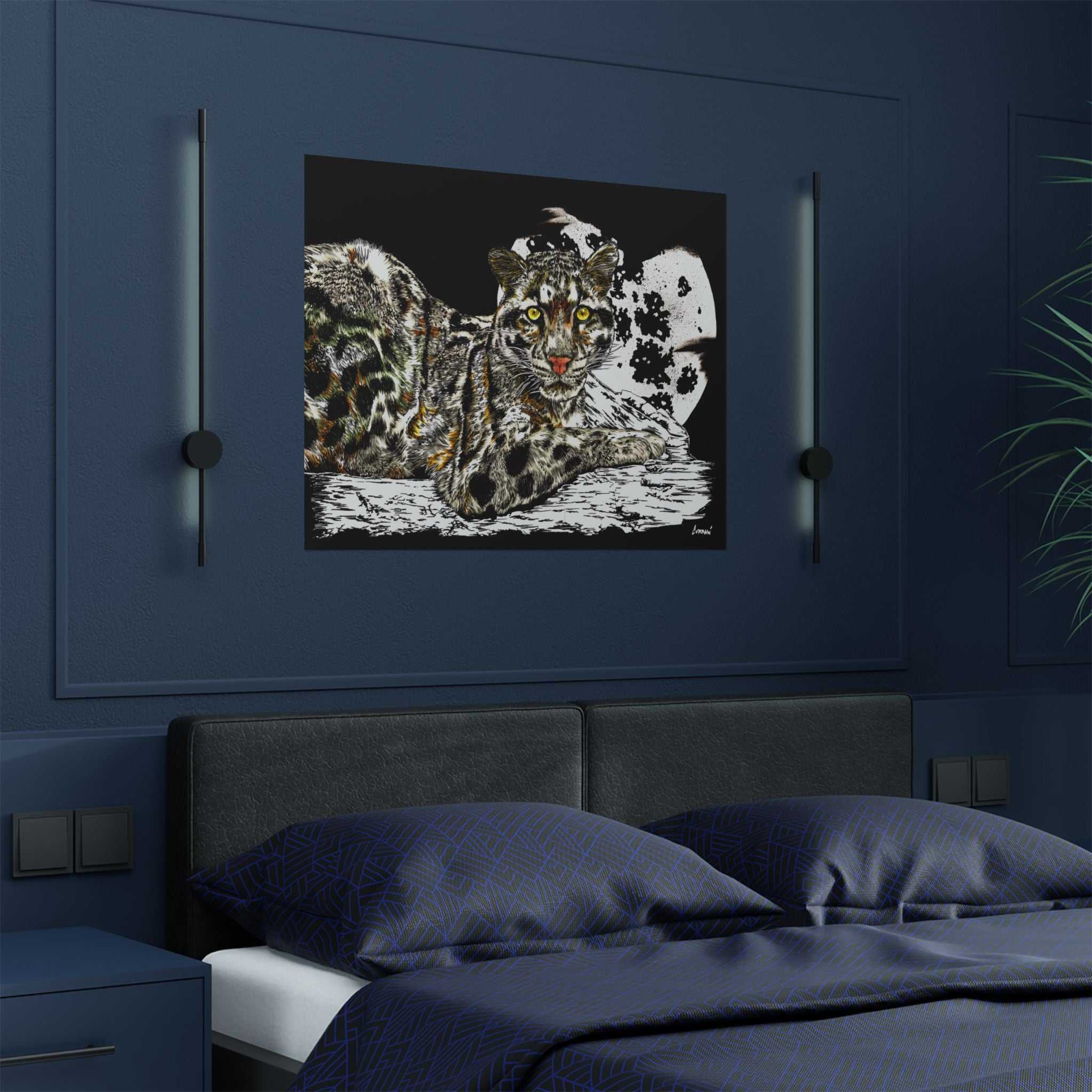 Majestic Snow Leopard Satin Poster, Art Print