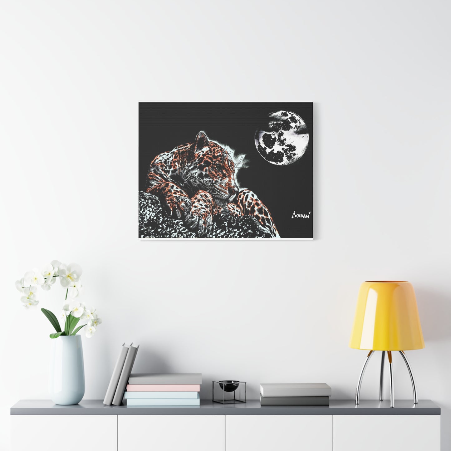 Leopard Canvas Art – Original Hand-Drawn Realistic Big Cat Wall Decor printed on Matte Canvas, Stretched, 1.25"