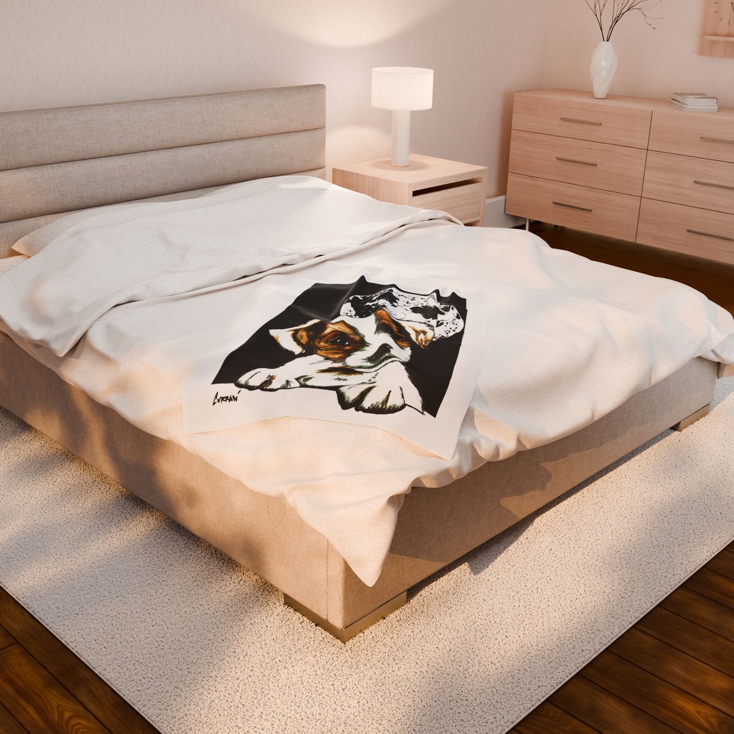 Adorable Beagle Moon Velveteen Plush Blanket