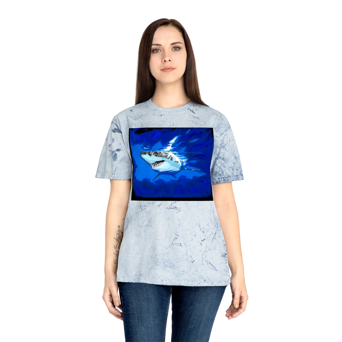 Great White Shark T Shirt Original Hand Painted Art