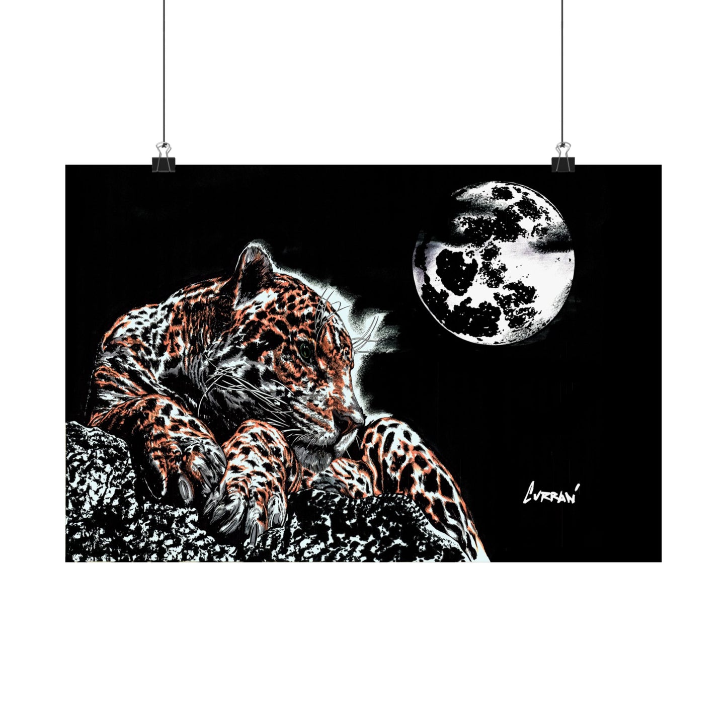 Majestic Leopard Satin Poster (300gsm) - Moonlit Wildlife Art