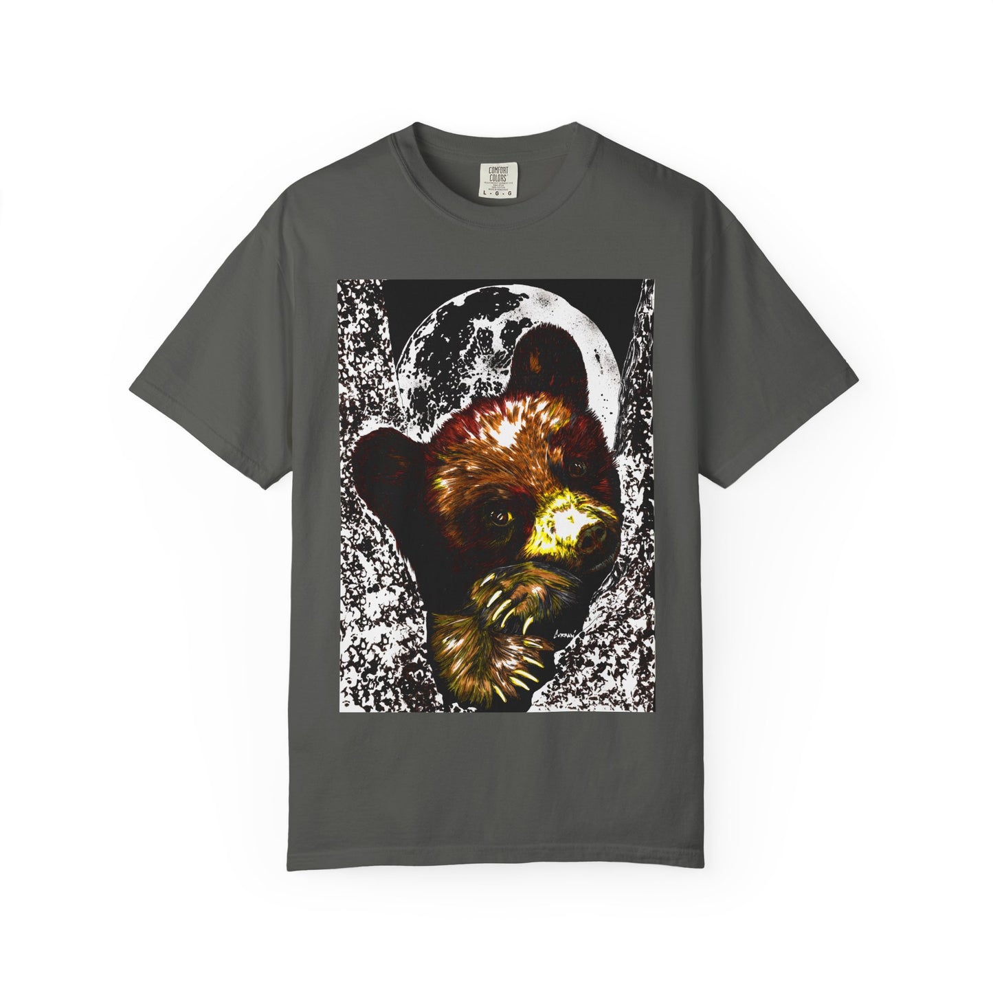 Moonlit Brown Bear Cub Unisex Garment-Dyed T-Shirt | Nature-Inspired Apparel
