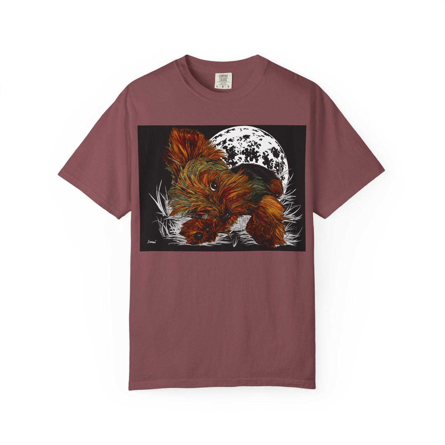 Yorkie Terrier Unisex Garment-Dyed T-Shirt – Original Hand-Drawn Art