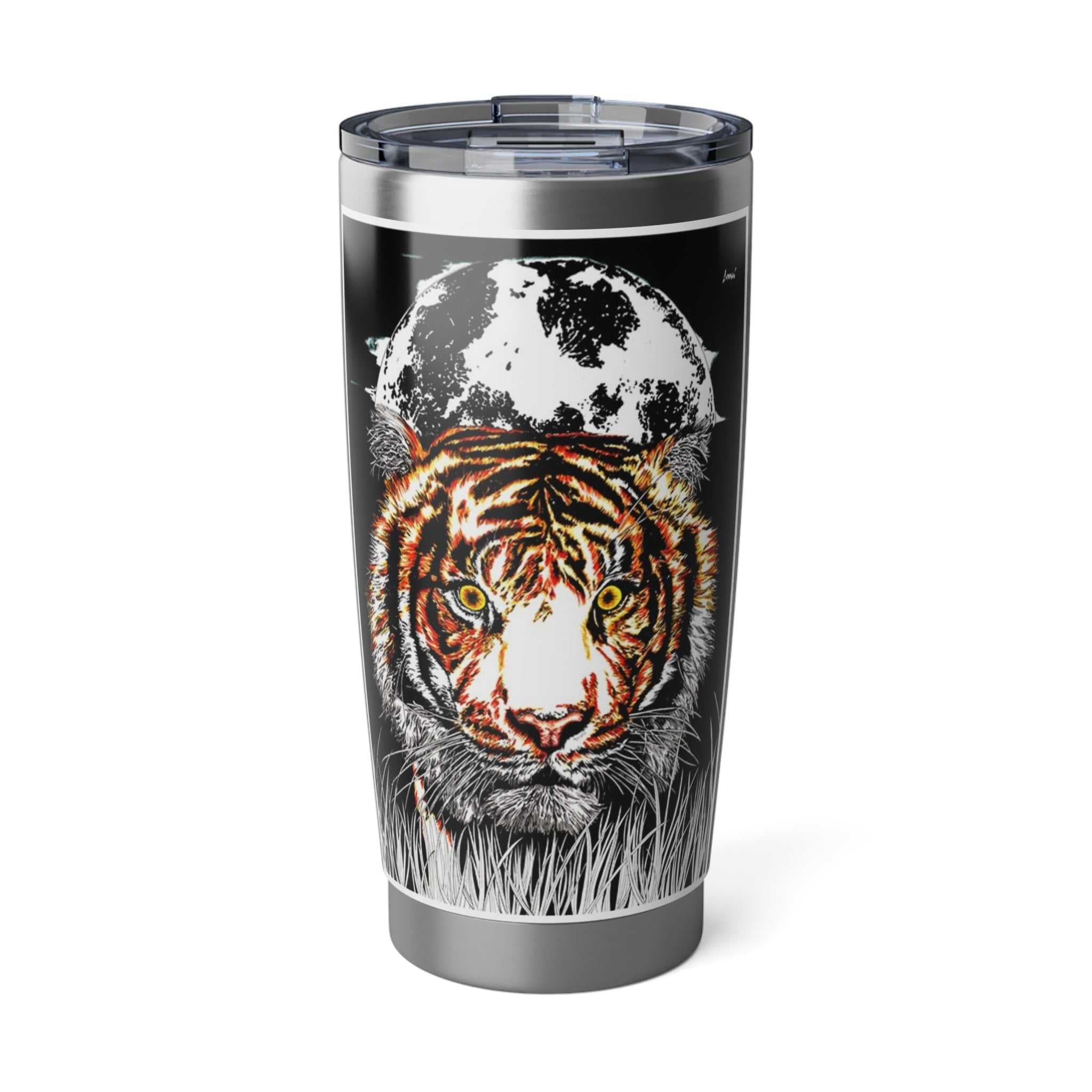 Tiger Wall Art 20oz Tumbler, Travel Mug Gift, Hand Drawn Original Design, Gift for Him Her, Stainless Steel Cup, Eco-Friendly Tea Coffee Mug.
