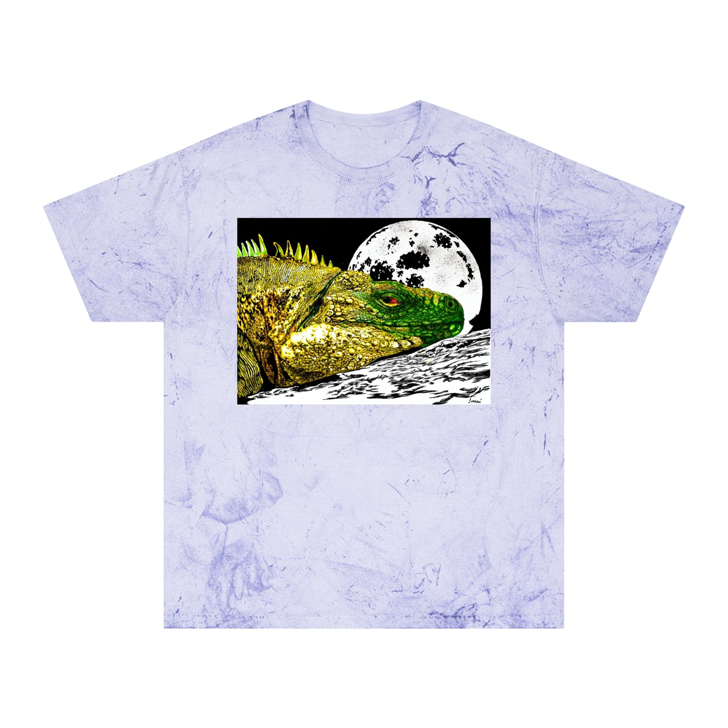 Reptile Moonlight T Shirt Hand Drawn Color Blast Design