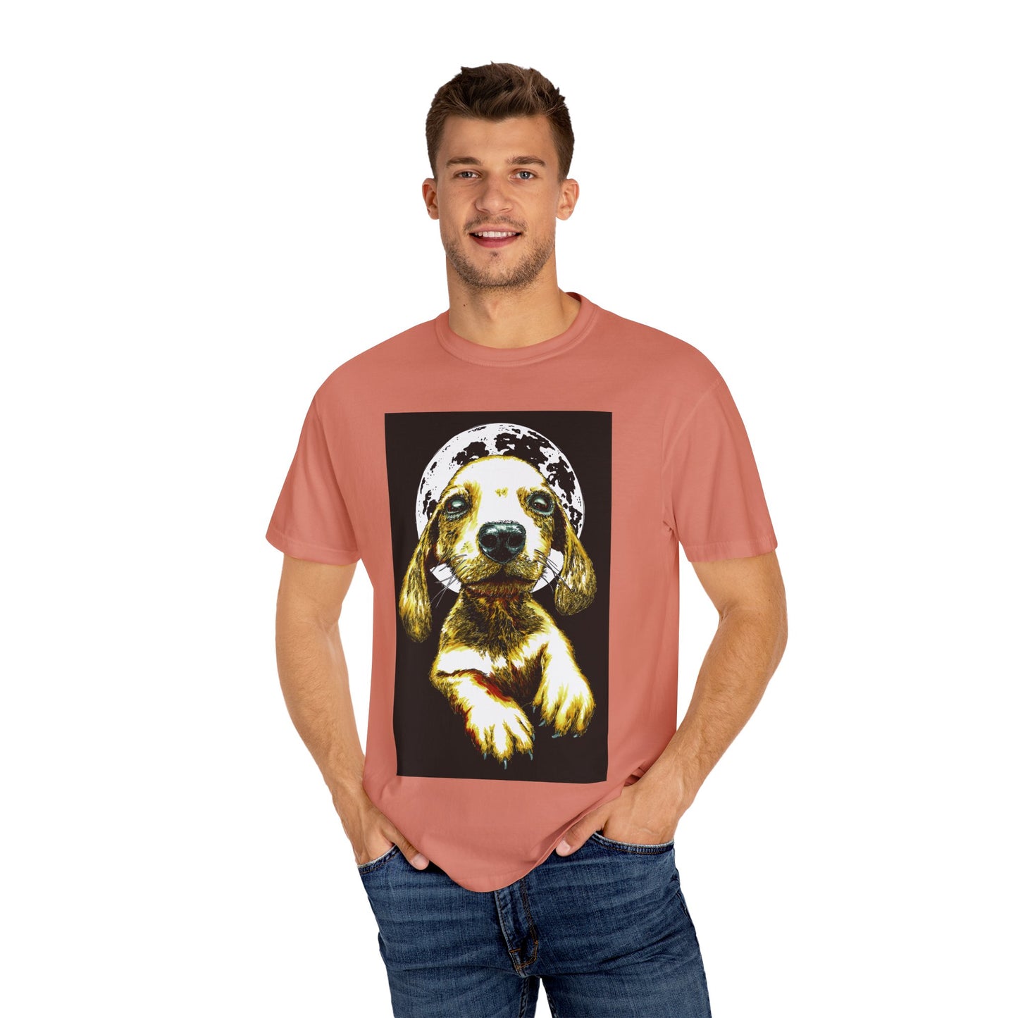 Unisex Garment-Dyed T-Shirt – Original Hand-Painted Puppy Art