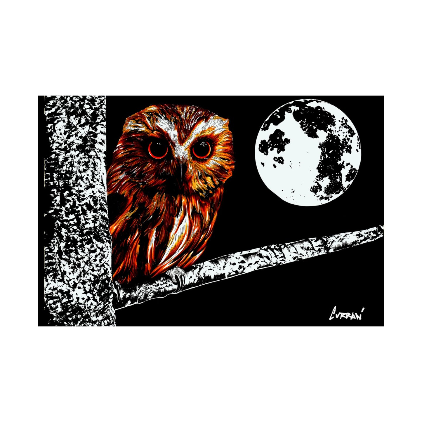 Mystical Owl Satin Poster | 300gsm Wall Art for Nature Lovers
