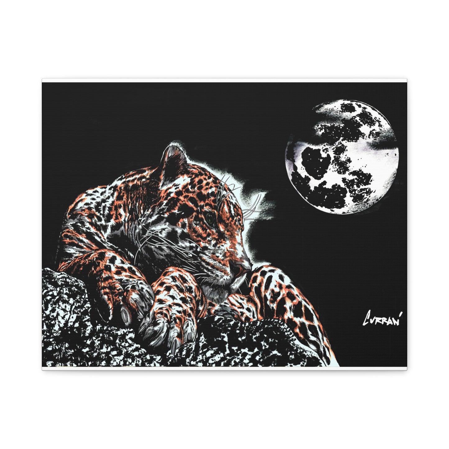 Leopard Canvas Art – Original Hand-Drawn Realistic Big Cat Wall Decor printed on Matte Canvas, Stretched, 1.25"
