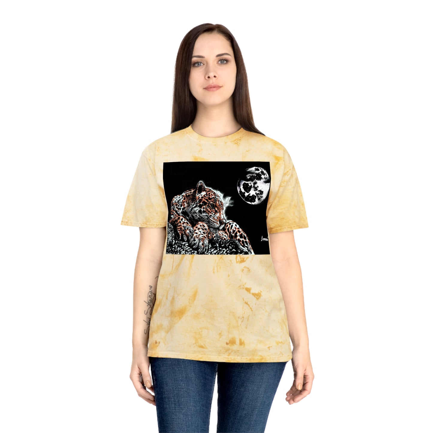 Leopard in the Moonlight T Shirt Original Hand Drawn Art
