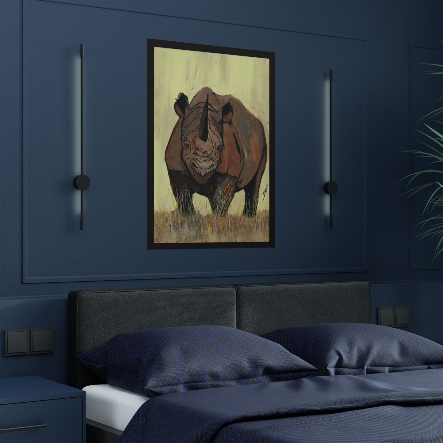 Rhino Wildlife Satin Poster - Majestic Rhino Art - Nature Decor