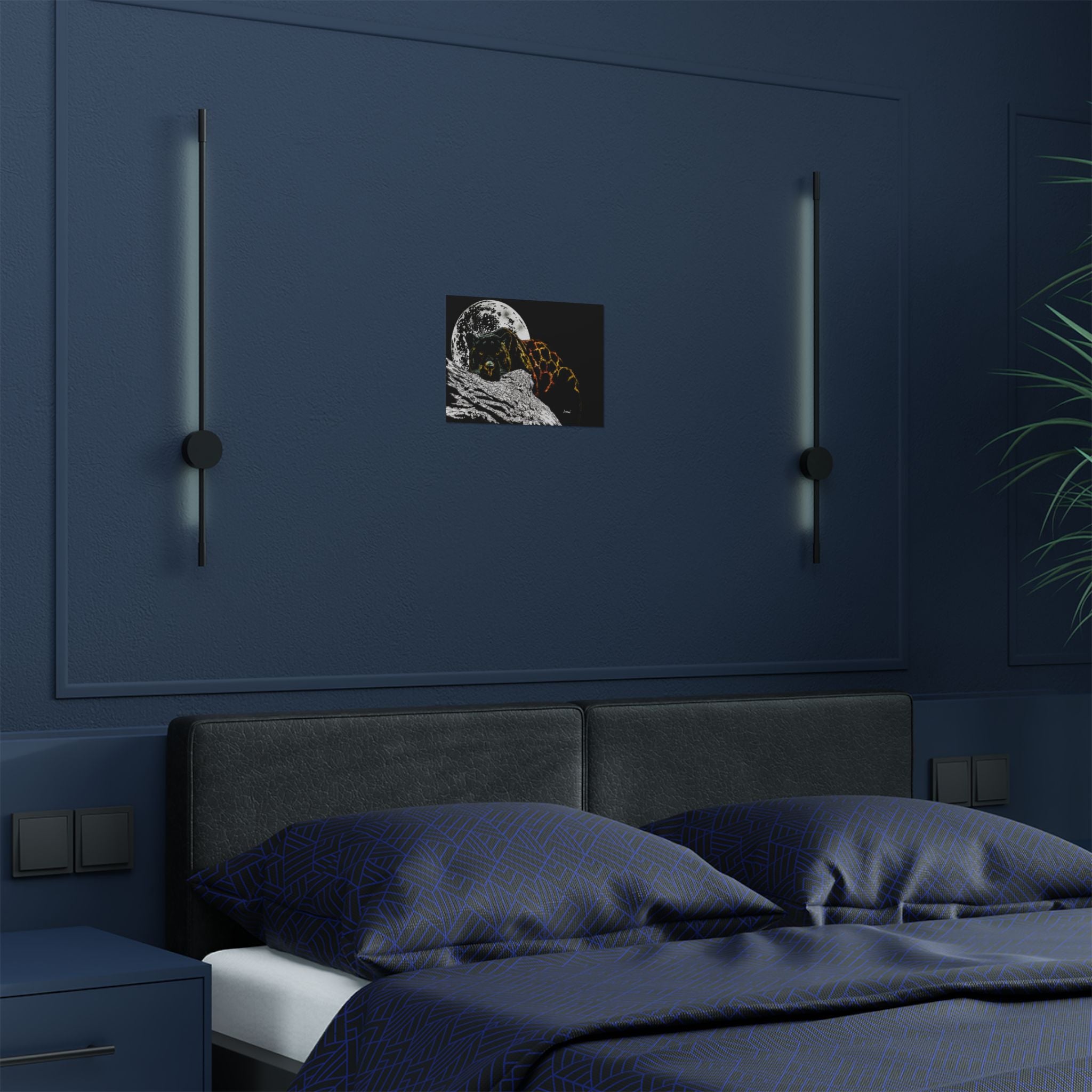 Majestic Bear Satin Poster - Night Moon Art Print (300gsm)